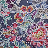 Gray-Blue Silk Chirimen Crepe Fantastical Paradise Vintage Kimono Silk from Japan  7" x 14"  #3984