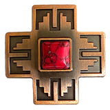 SALE  1-1/2" Cross with Red Faux Stone, Copper Screw Back Concho 1.5"  #SWH-121