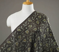 Mulberry Silk: Brown/Teal/Olive Hand Block Print By the Yard, from India  #TK-41