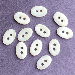 SALE  White Oval Shell Tiny 1/2" Button.  Pack of TEN Buttons #LP-01