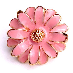 Re-Stocked, Pink Flower Button, 1/2" Shiny Enamel   #SWC-82