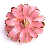 Re-Stocked, Pink Flower Button, 1/2" Shiny Enamel   #SWC-82