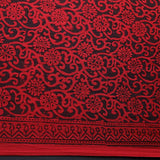 Red + Black Floral Swirls Hand Block Print Cotton from India, 45" Wide By the Yard #TK-37