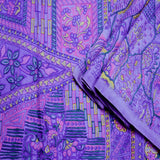 SALE Bright Iris Sari: Vintage Silk Print from India, 43" x 5.5 yards,  #SR44