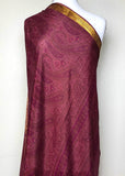 SALE Wine Paisley Floral Vintage Silk Sari, Chiffon, 44" x 200", Liquid Drape, Supple #SR40