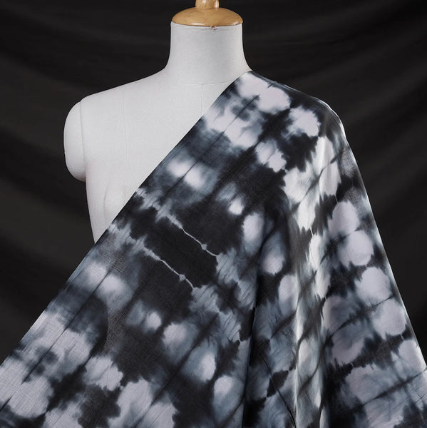 Sale, Darkest Green-Black Shibori Cotton, Hand-Dyed, By the Yard, from India  #TK-40