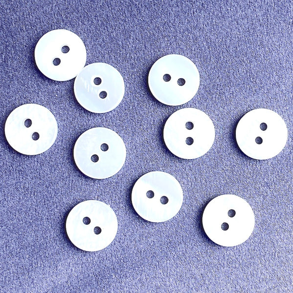 LAST PACK, True White Shell 2-Hole Button 7/16" / 11mm. Pack of 30 #BN655-CC