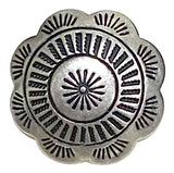 Hollyhock Flower Screw-Back German Nickel Silver Concho 1"  #SW-230