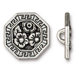 Blossom, Antiqued Silver Plate Button 11/16"  from Tierra Cast (6601-12)
