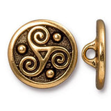 Triskele Button 5/8" Gold, Celtic Triskelion #6566-26