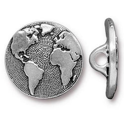 Earth Button Antiqued Silver Plate 16.5mm  5/8" from Tierra Cast  #6578-12