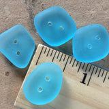 Aqua Blue Tumbled Silky "Sea Glass" Button, 1/2" - 3/4"