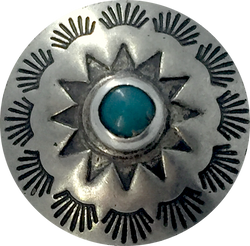 Blue Bead Pasque Flower, 1" Concho Button w. "Turquoise",  #SW-69
