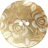 Golden Shell, White Roses Button, 2 sizes 13/16" or 1-1/8"