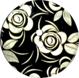 White Roses Etched on Black Shell Button, 5/8", 13/16" or 1-1/8"
