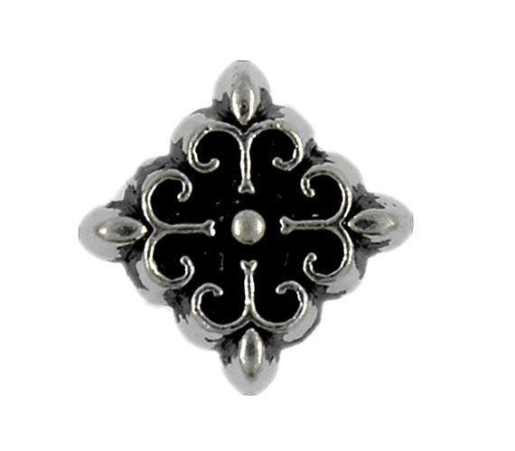 Tiny Quatrefoil Black & Silver Button 1/4" 75¢  #SWC-56