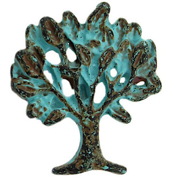Tree of Life Small Turquoise Patina Metal Button 5/8"  #SWC-48