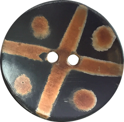 Dots + Cross Large Tribal Horn Button 1-1/2".  #721