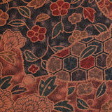 Folk Art Copper Patina Chirimen Crepe Kimono Silk  6.5" x 14"  #4294