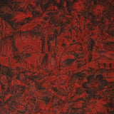 Burgundy Fire Jungle 'Matelasse Crepe' Vintage Kimono Silk, 14" x 29". #4418