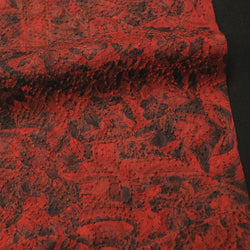 Burgundy Fire Jungle 'Matelasse Crepe' Vintage Kimono Silk, 10" x 53". #4418