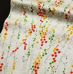 Tiny Blossoms / Orange Shibori Kites Satin Jacquard Kimono Silk. 14" x 64"  #4180