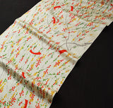 Tiny Blossoms / Orange Shibori Kites Satin Jacquard Kimono Silk. 14" x 64"  #4180