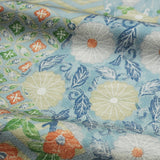 Pastel Blue Watercolor Chirimen Crepe Kimono Silk Pieces 6.5" x 14"  #4084