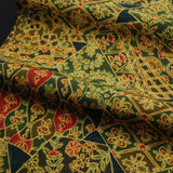 Illumination Golden Olive/Green Chirimen Crepe Kimono Silk  14" x 61".  #3116