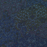 Midnight Blues Faux Patchwork Chirimen Crepe Vintage Kimono Silk, 6" x 59",  #4688