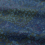 Midnight Blues Faux Patchwork Chirimen Crepe Vintage Kimono Silk, 6" x 59",  #4688