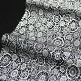 SALE Wagon Wheels Vintage Black/White Kimono Silk Print  14" x 65".  #4283