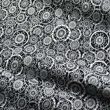 SALE Wagon Wheels Vintage Black/White Kimono Silk Print  14" x 65".  #4283