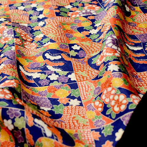 Diagonal Diamonds "Patchwork" Vintage Kimono Silk from Japan 6" x 35"  #4688