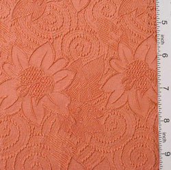 Peach Clay Woven Floral Jacquard Vintage Kimono Silk 9" x 17"   #4583