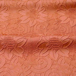 Peach Clay Woven Floral Jacquard Vintage Kimono Silk 10.5" x 31"   #4583