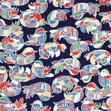 SALE Mandarin Ducks Chirimen Crepe Vintage Kimono Silk  7" x 56"    #4306