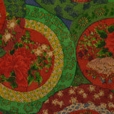 Pottery from Japan in Dark Brights, Old Chirimen Crepe Kimono Silk. 6" x 73". #4503