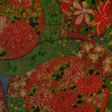 SALE Pottery from Japan in Dark Brights, Old Chirimen Crepe Kimono Silk. 14" x 39". #4503