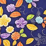 Playful Indigo Sashiko & Shibori Vintage Kimono Silk 6" x39"  #4676