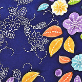 Playful Indigo Sashiko & Shibori Vintage Kimono Silk 6" x 60"  #4676