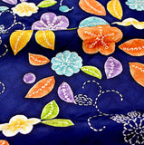 Playful Indigo Sashiko & Shibori Vintage Kimono Silk 14" x 46"  #4676