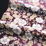 Latte Plum Blossoms Chirimen Crepe Vintage Kimono Silk  14" x 61"  #4231