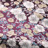 Latte Plum Blossoms Chirimen Crepe Vintage Kimono Silk  14" x 61"  #4231