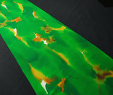 Green Leaves Painterly Abstract Chirimen Crepe Kimono Silk 6.5" x 13.5"   # 3976