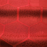 Red/Red/Red Hexagons Jacquard Kimono Silk 14" x 14". #3896