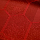 Red/Red/Red Hexagons Jacquard Kimono Silk 14" x 14". #3896