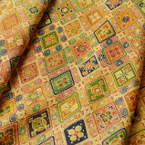 Caramel Boho Diamond Print Vintage Kimono Silk from Japan, 14" x 67",  #4580