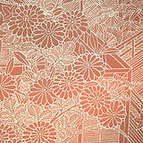 Rose-Brick and Cream Vintage Kimono Silk Crepe 14" x 40". #4371