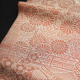 Rose-Brick and Cream Vintage Kimono Silk Crepe 14" x 64". #4371